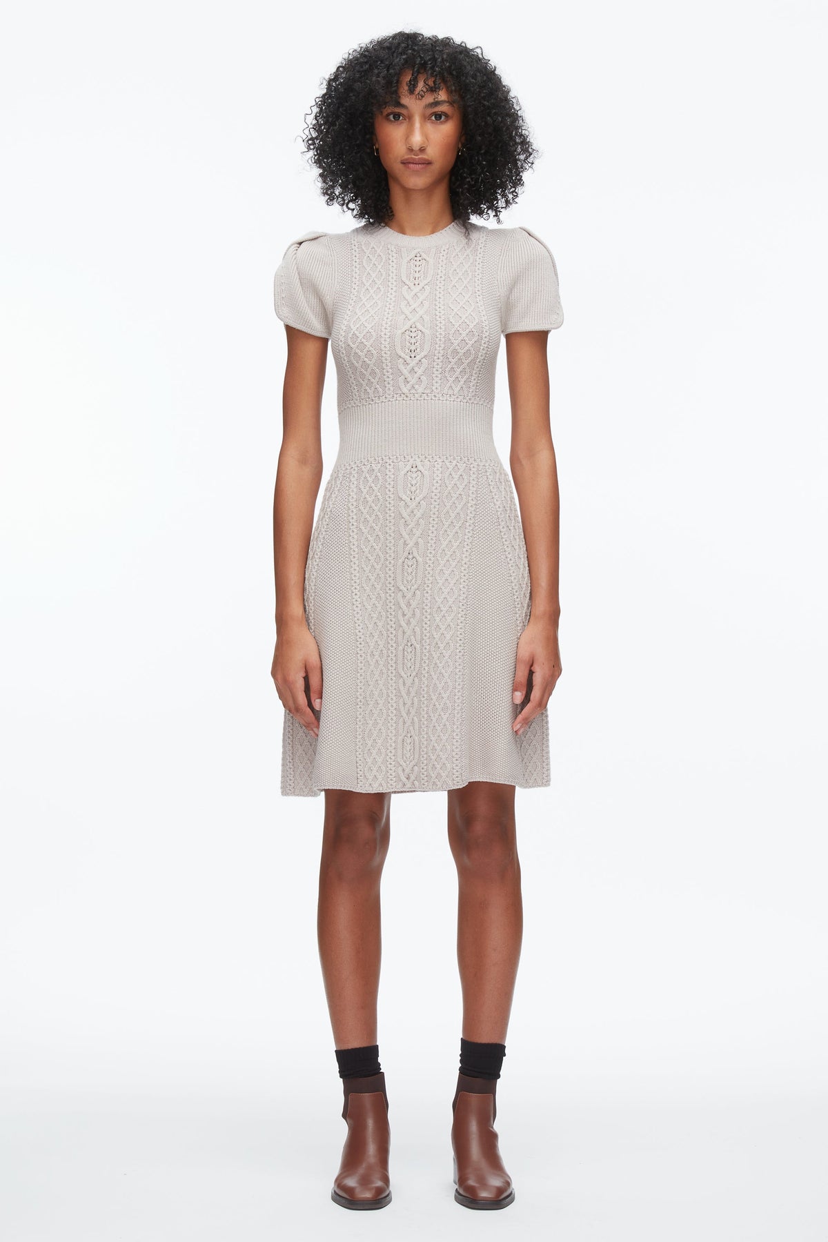 Cable Mix Tulip Dress Oyster