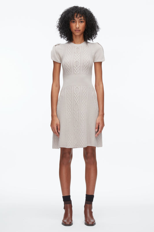 Cable Mix Tulip Dress Oyster
