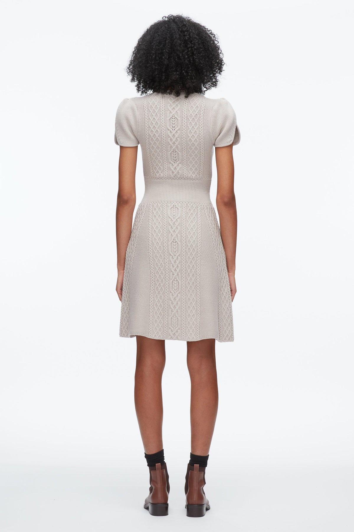 Cable Mix Tulip Dress Oyster