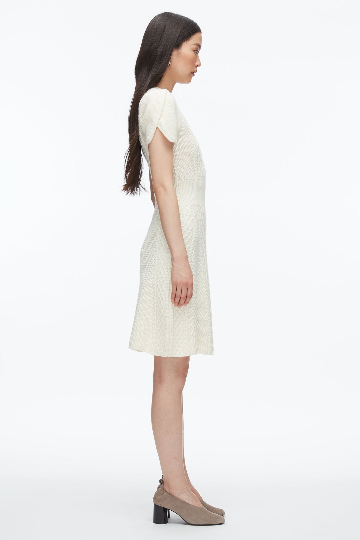 Cable Mix Tulip Dress Ivory