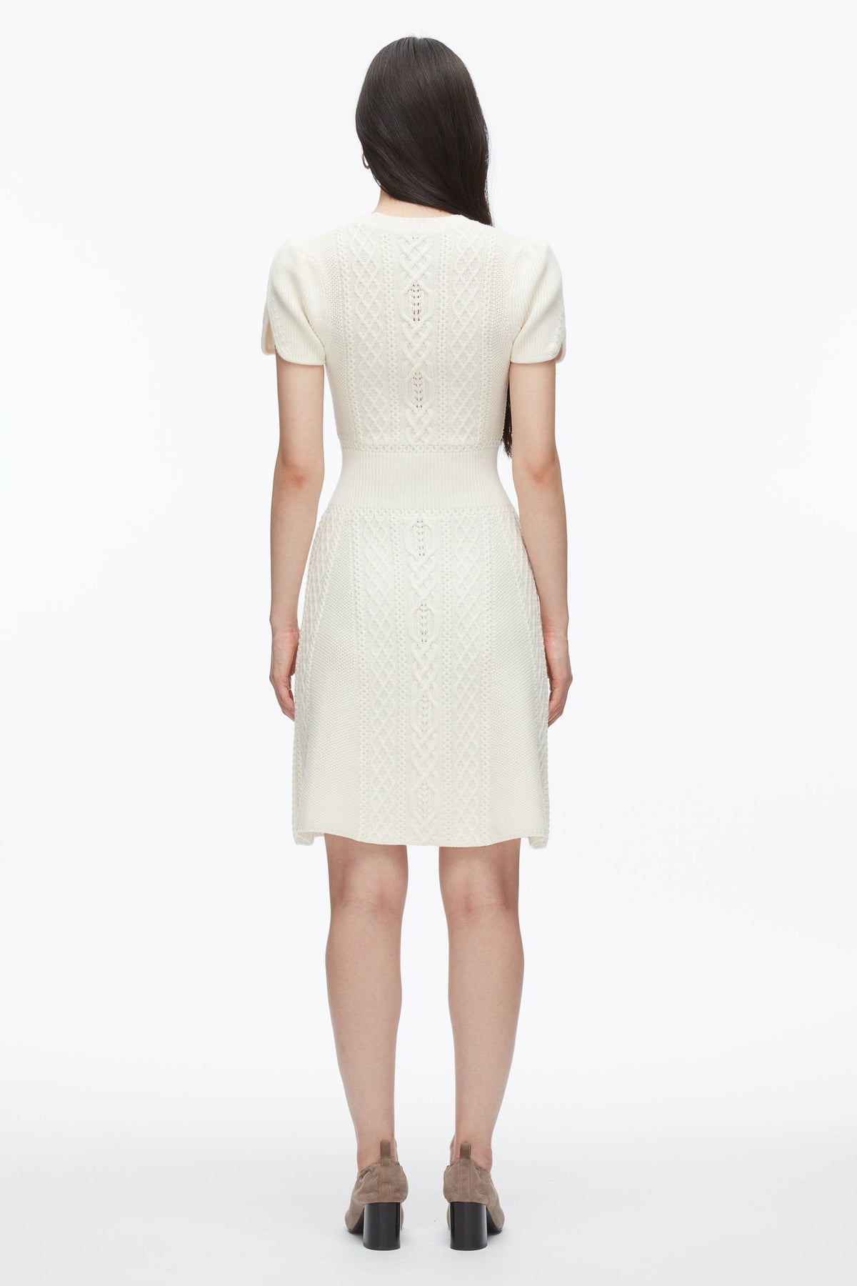 Cable Mix Tulip Dress Ivory