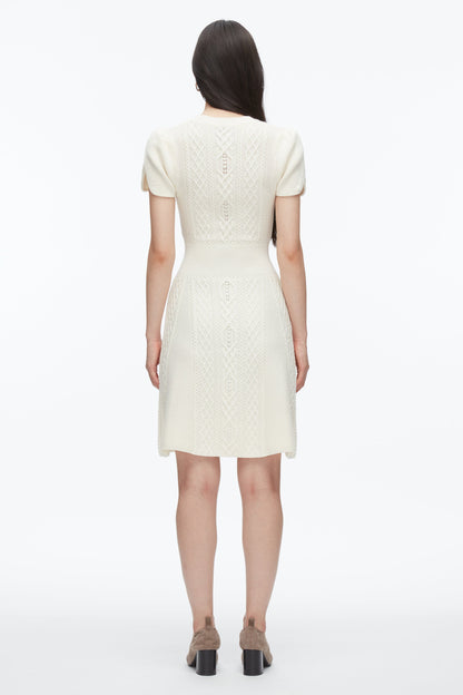 Cable Mix Tulip Dress Ivory
