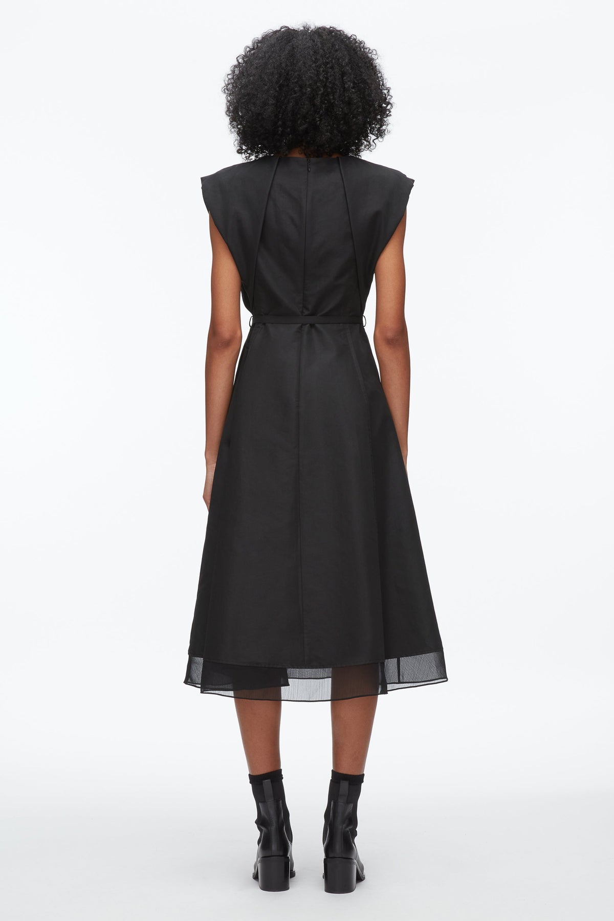 Draped Bow Dress with Belt Black