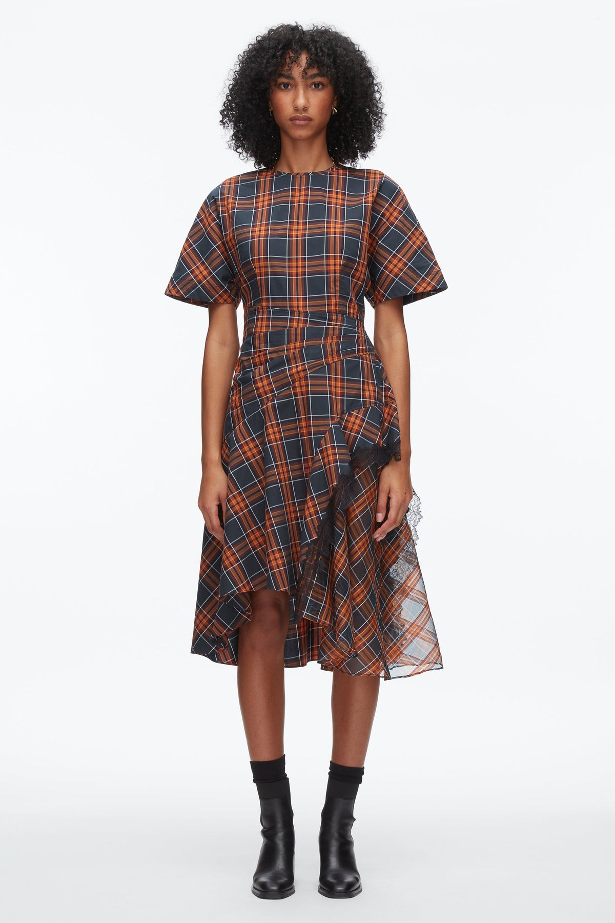 Plaid Mix Draped Dress Dusk Multi