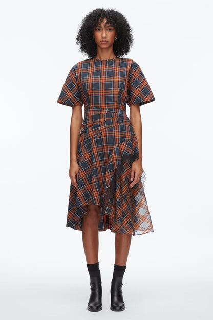 Plaid Mix Draped Dress Dusk Multi