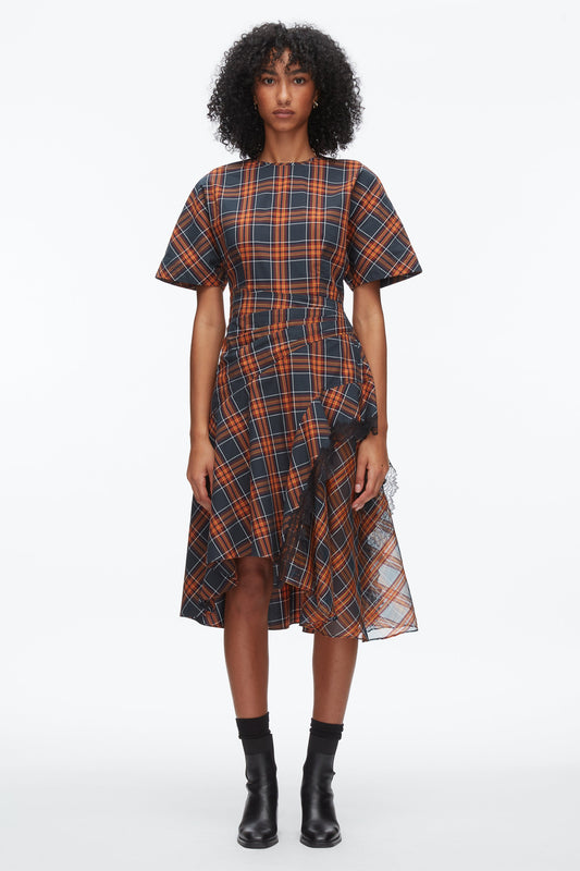 Plaid Mix Draped Dress Dusk Multi
