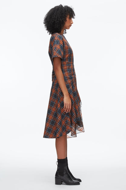 Plaid Mix Draped Dress Dusk Multi