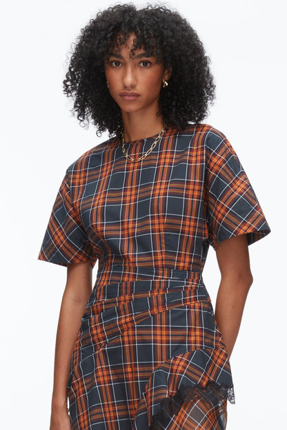 Plaid Mix Draped Dress Dusk Multi