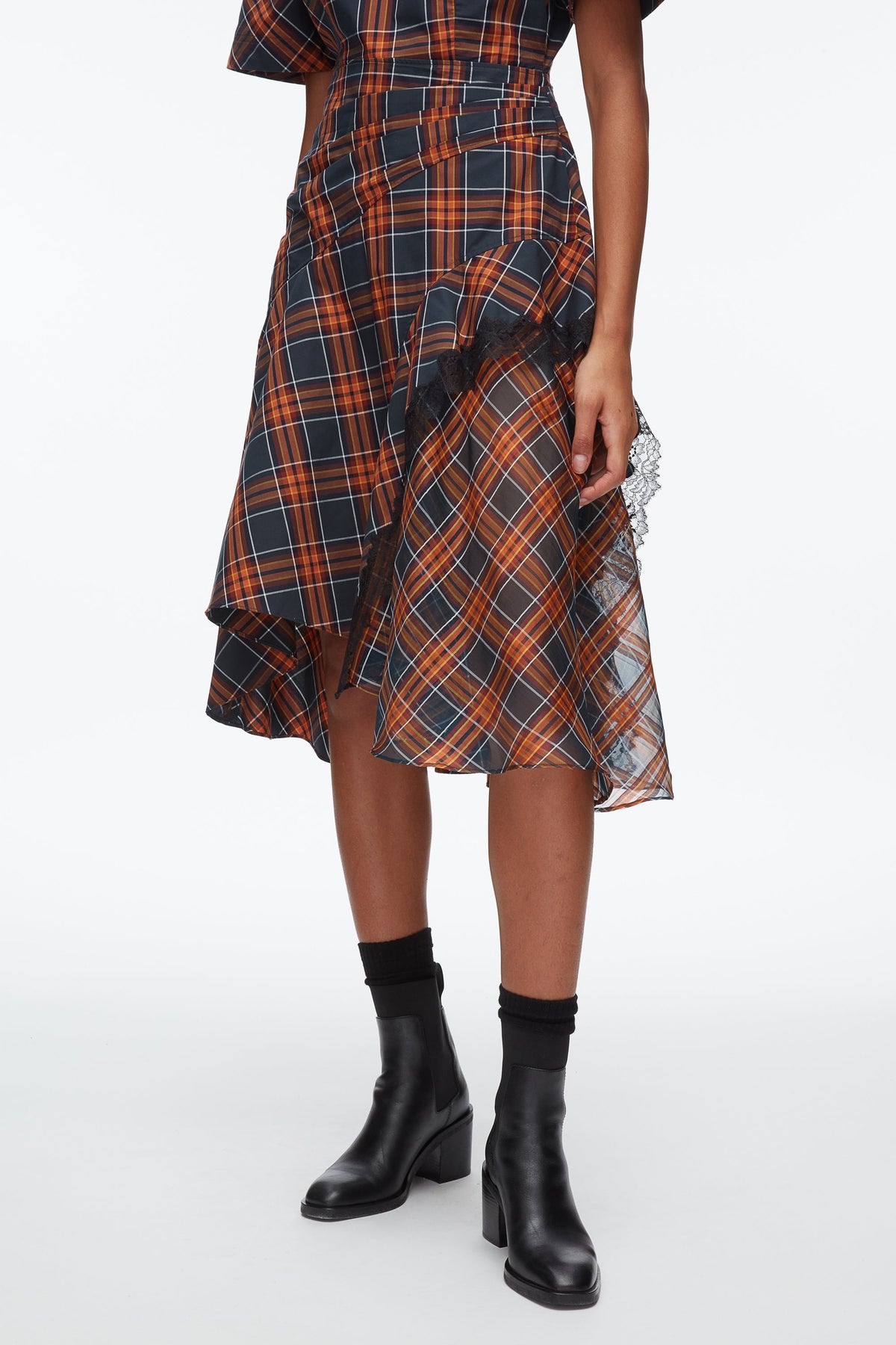 Plaid Mix Draped Dress Dusk Multi
