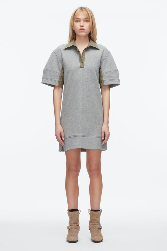 Terry Polo Dress Grey Melange-Army