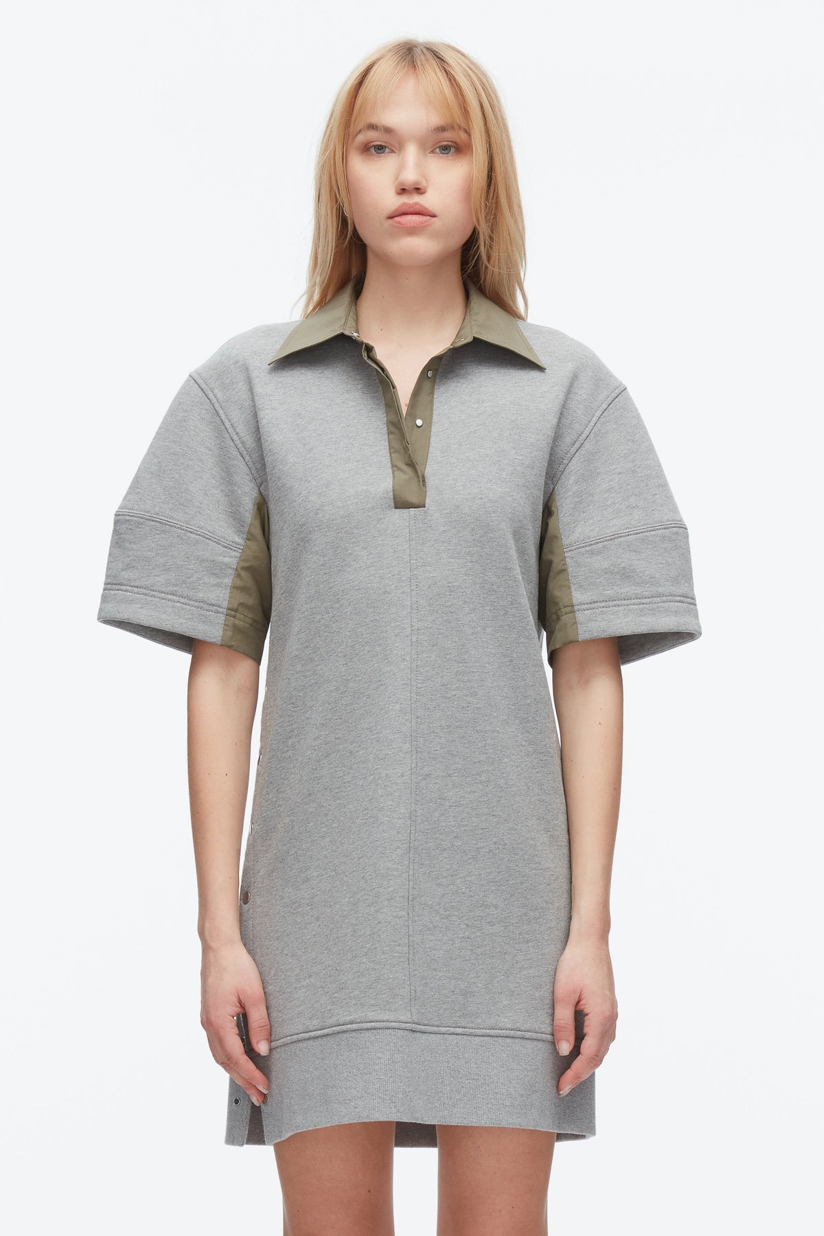 Terry Polo Dress Grey Melange-Army