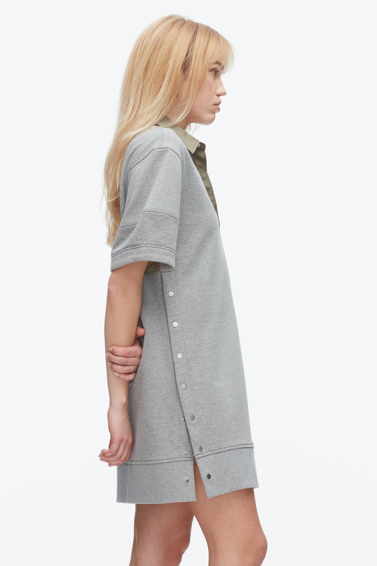Terry Polo Dress Grey Melange-Army