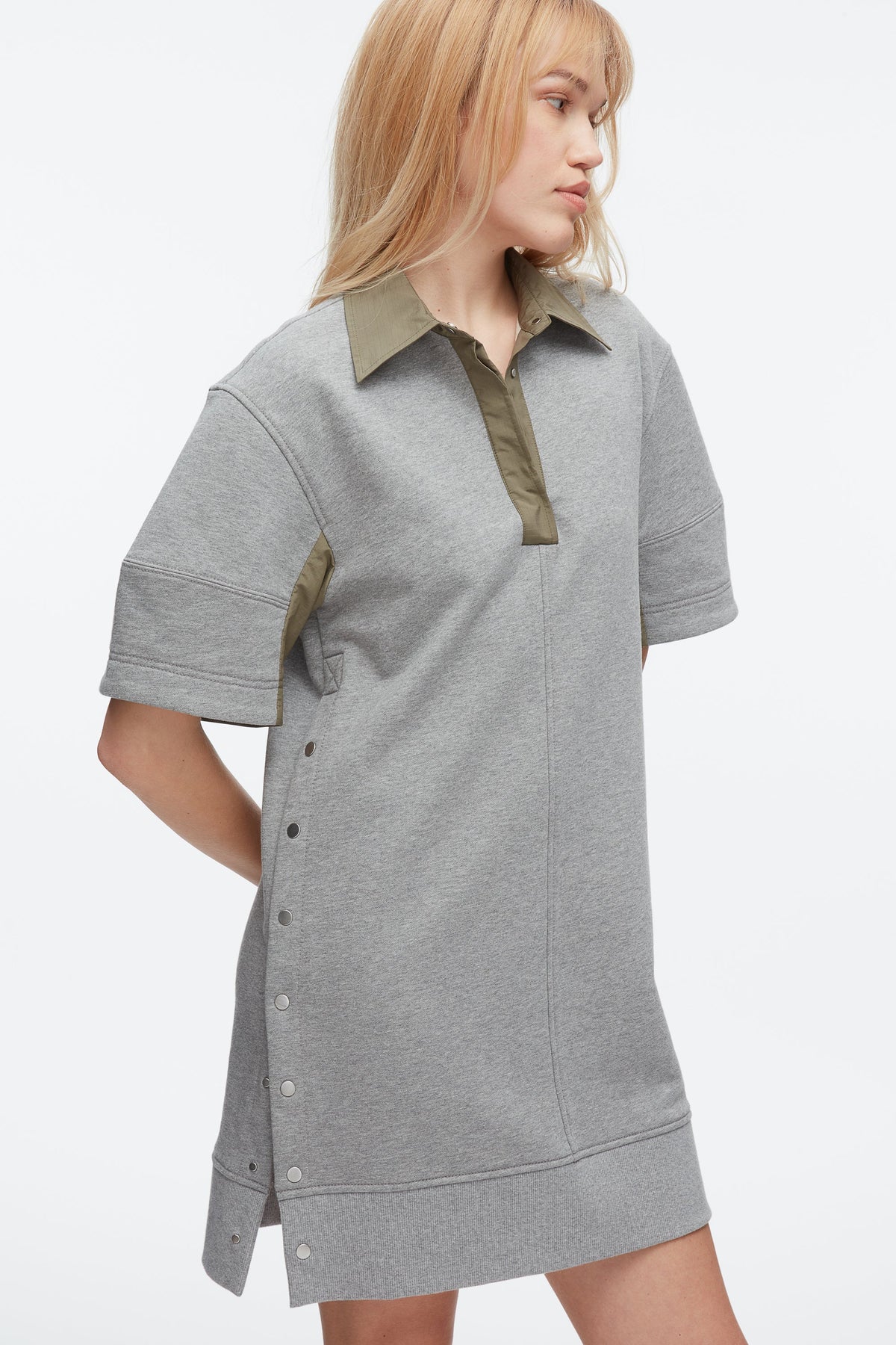 Terry Polo Dress Grey Melange-Army