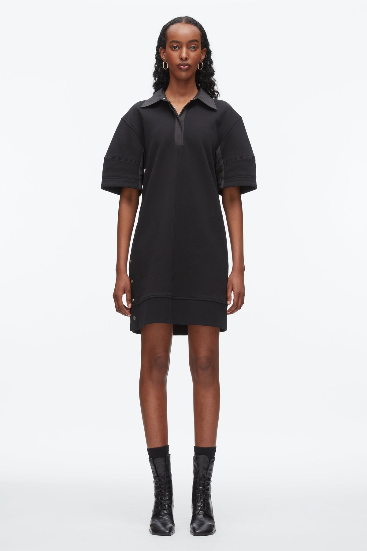 Terry Polo Dress Black-Black
