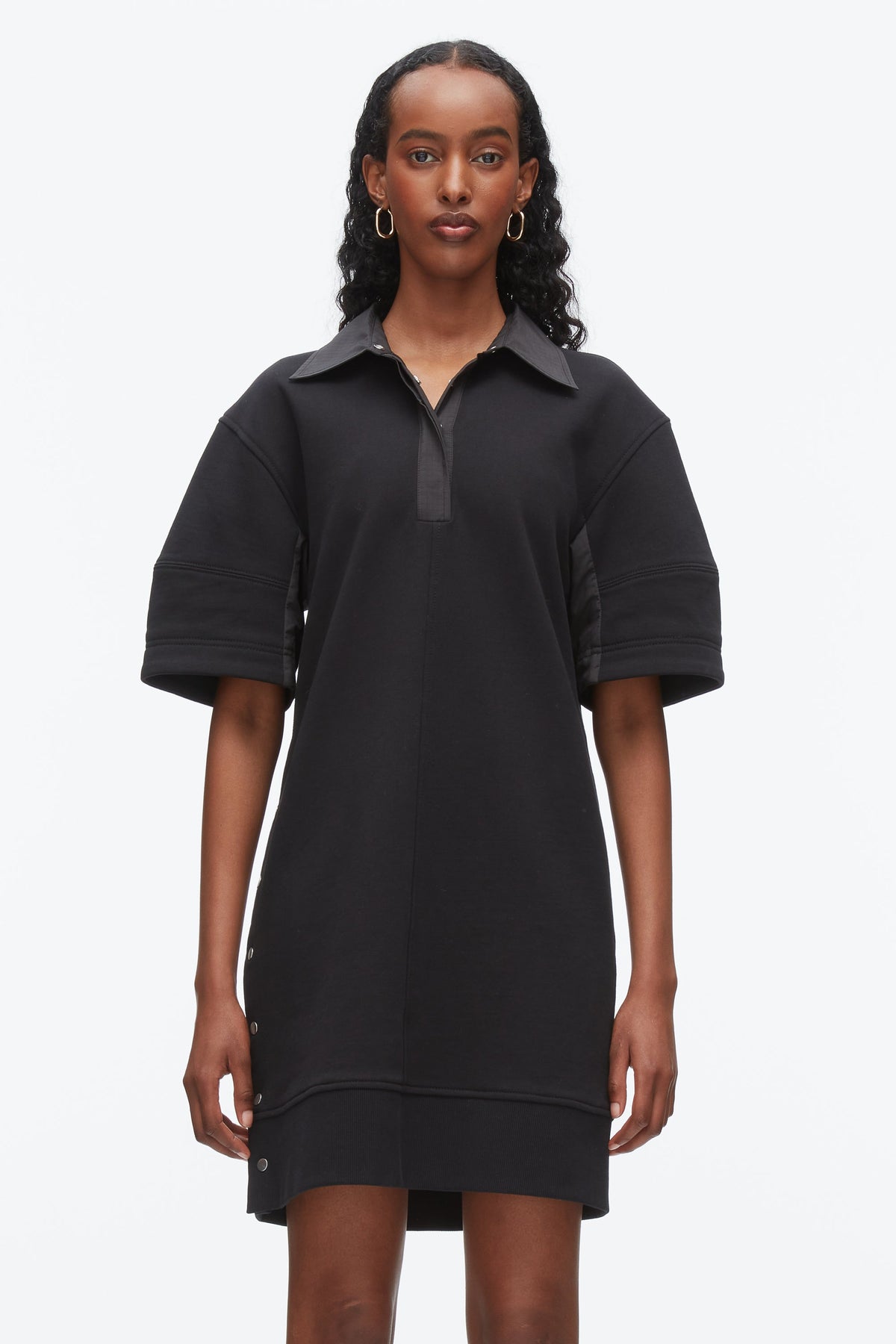Terry Polo Dress Black-Black