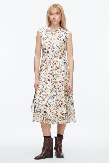 Bliss Floral Sleeveless Dress Parchment Multi