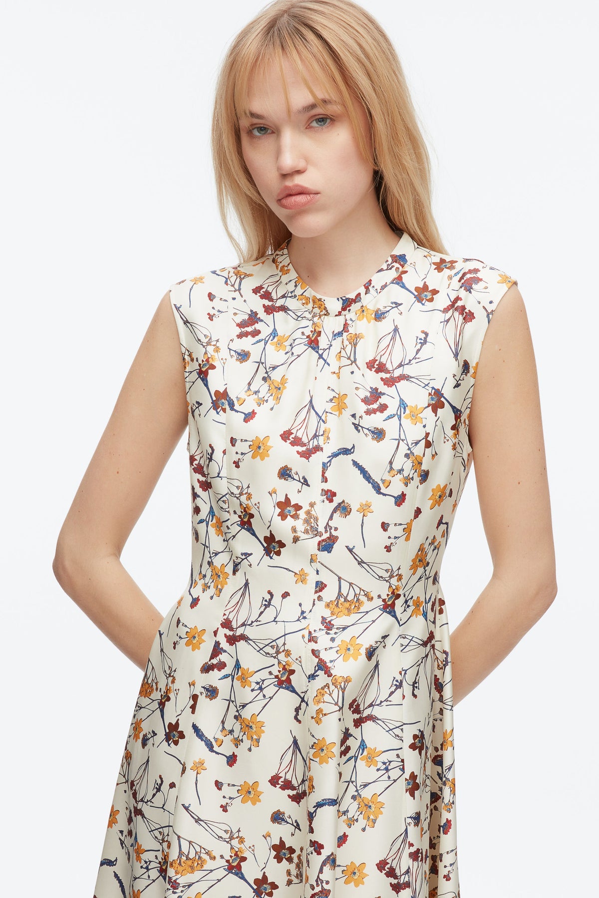 Bliss Floral Sleeveless Dress Parchment Multi