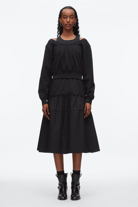 Layered Tank Combo Dress Black-Black