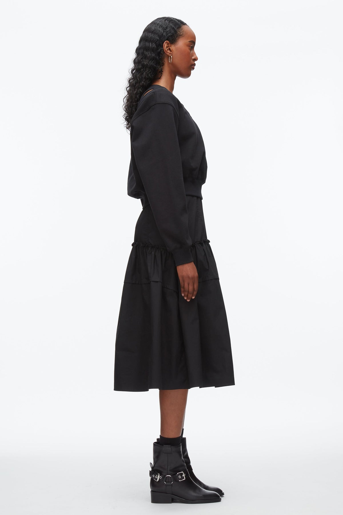Layered Tank Combo Dress Black-Black