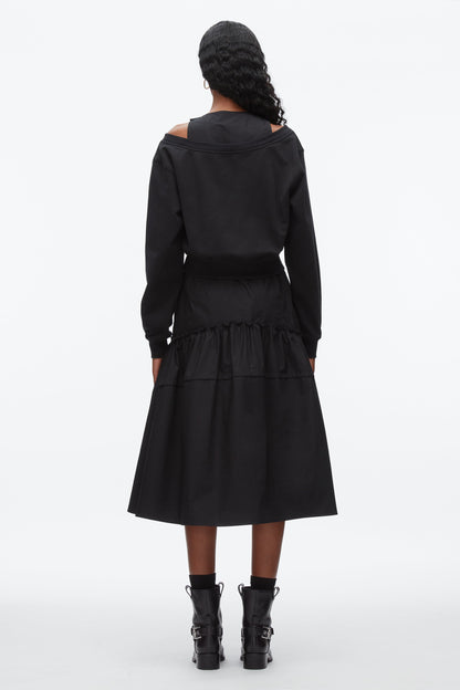Layered Tank Combo Dress Black-Black