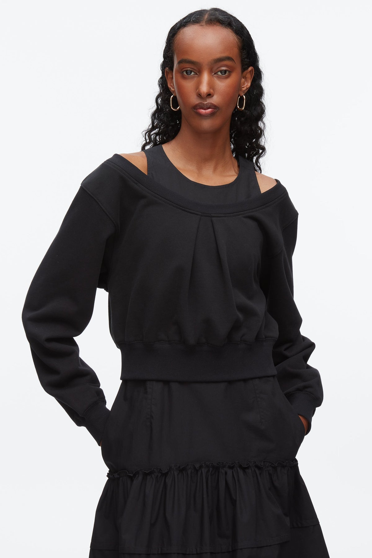 Layered Tank Combo Dress Black-Black