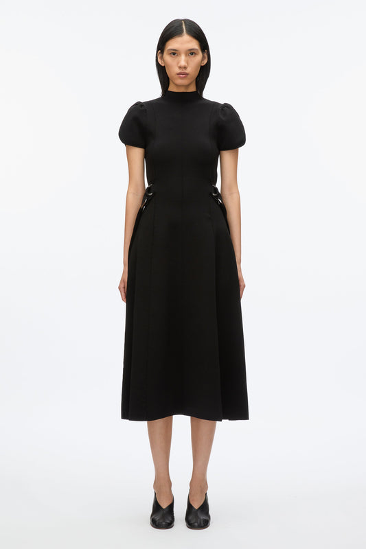 Compact Rib Tulip Dress Black