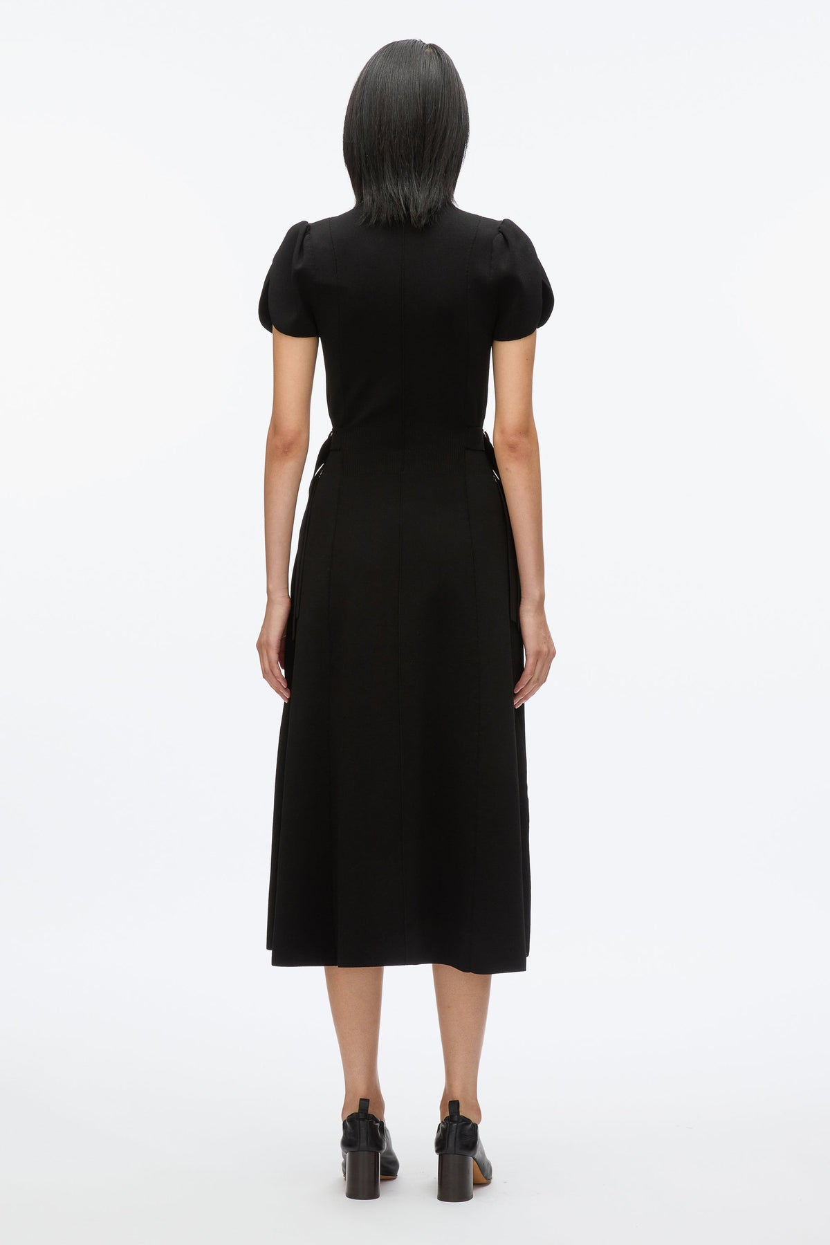 Compact Rib Tulip Dress Black