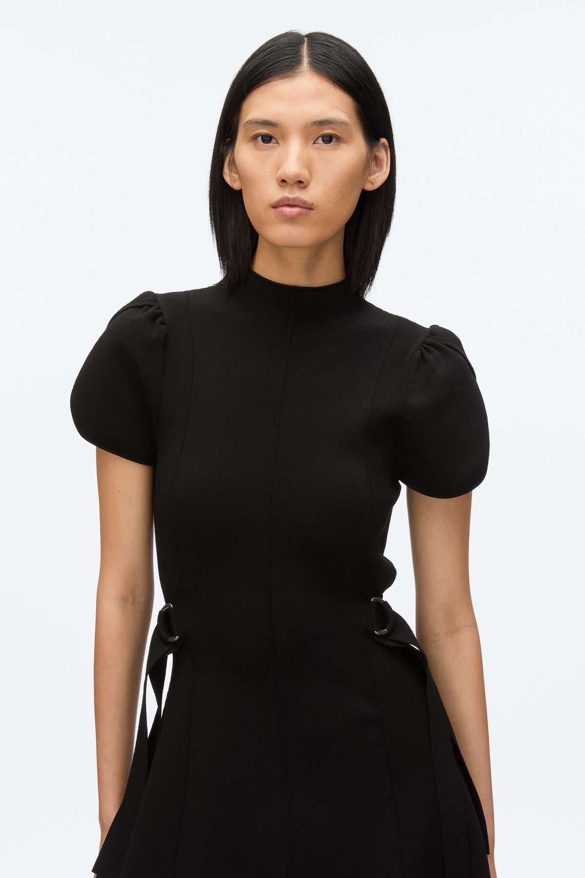 Compact Rib Tulip Dress Black