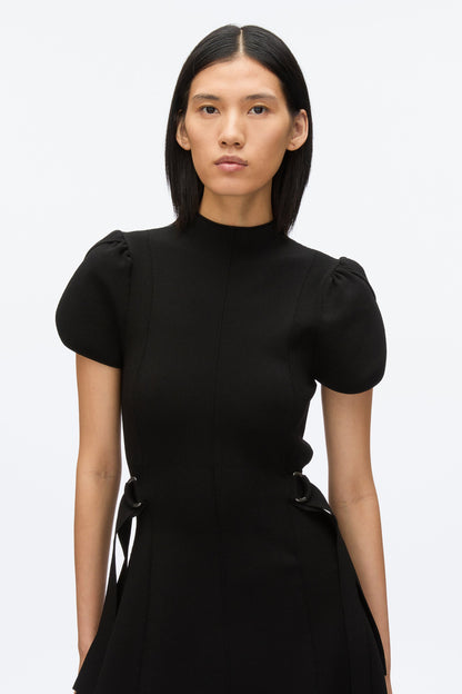 Compact Rib Tulip Dress Black