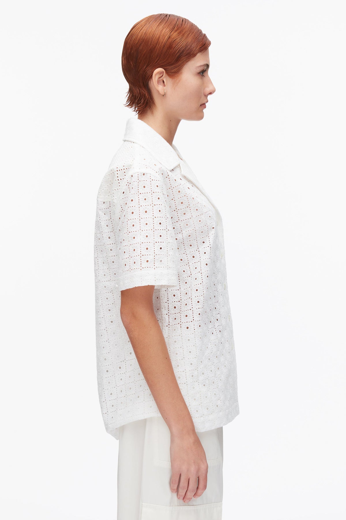 Broderie Anglaise Patchwork Camp Shirt White