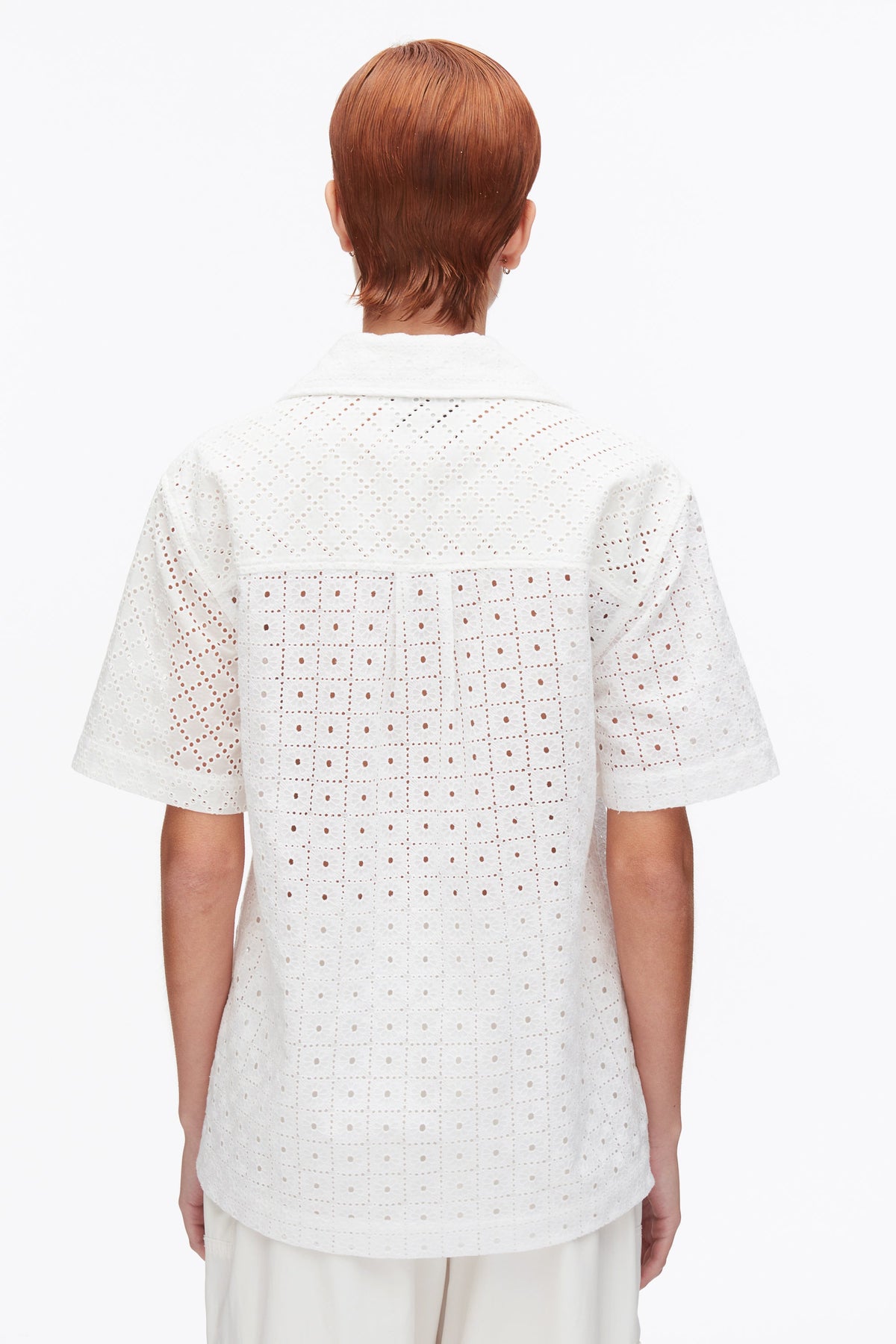 Broderie Anglaise Patchwork Camp Shirt White