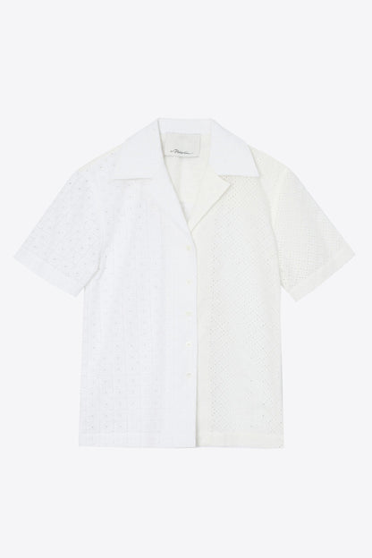 Broderie Anglaise Patchwork Camp Shirt White