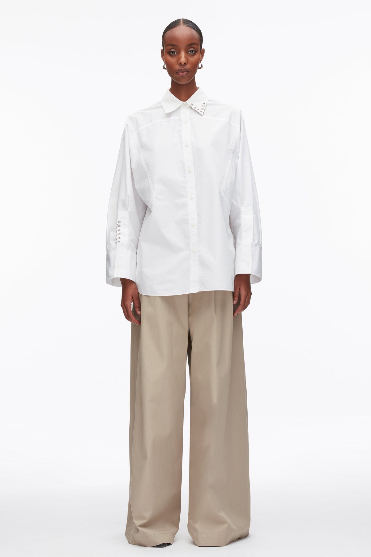 Embellished Oversize Shirt White