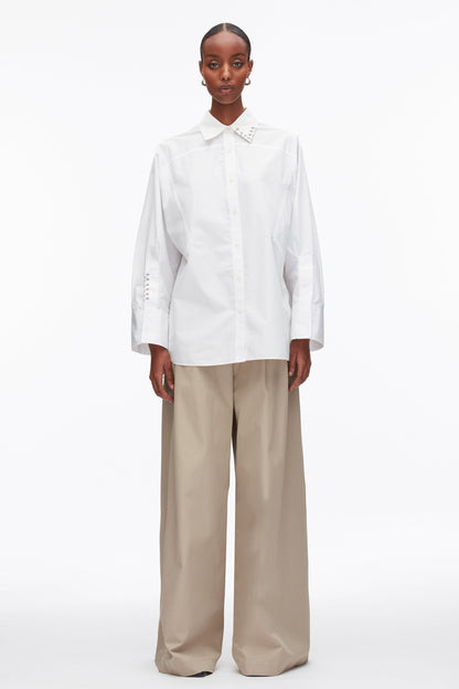 Embellished Oversize Shirt White