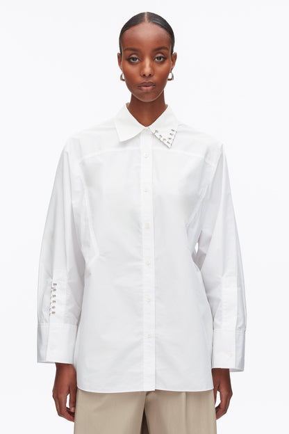 Embellished Oversize Shirt White