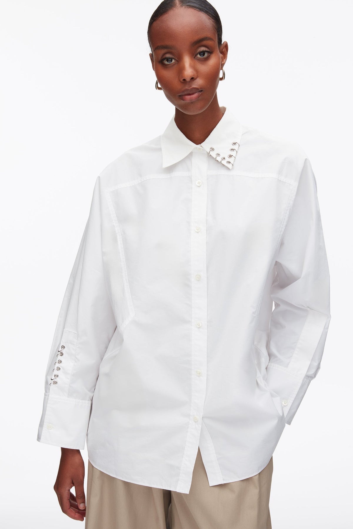 Embellished Oversize Shirt White