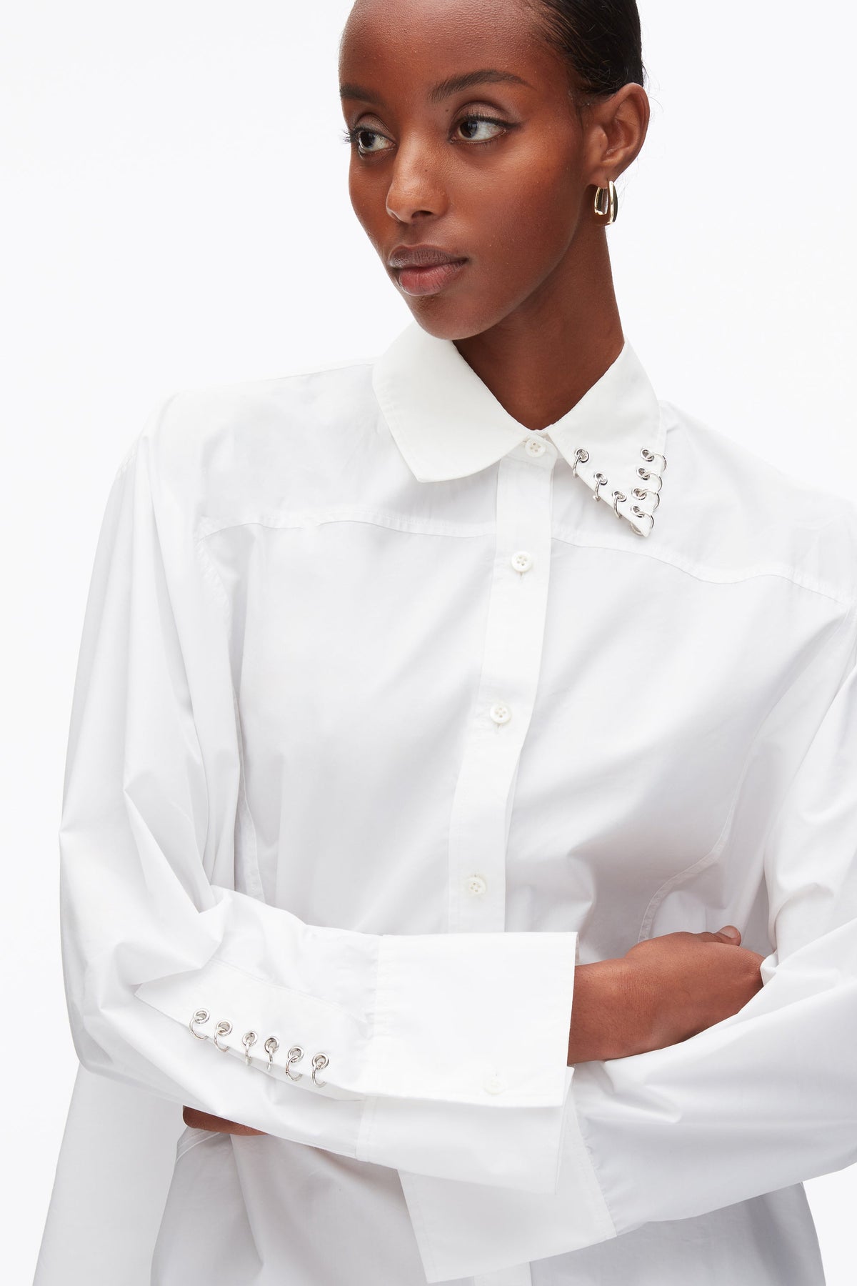 Embellished Oversize Shirt White