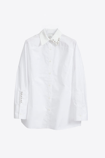 Embellished Oversize Shirt White