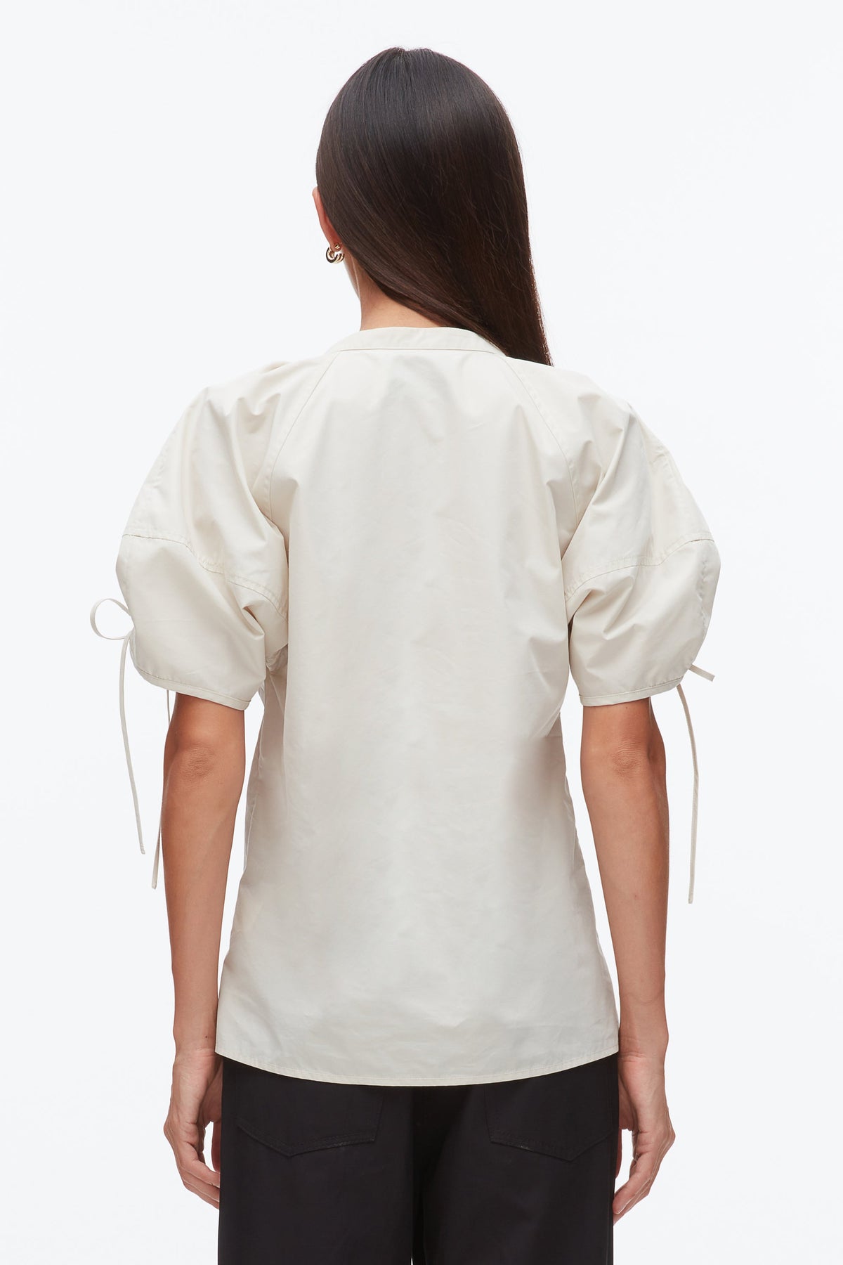 Ruched Sleeve V-Neck Top Stone