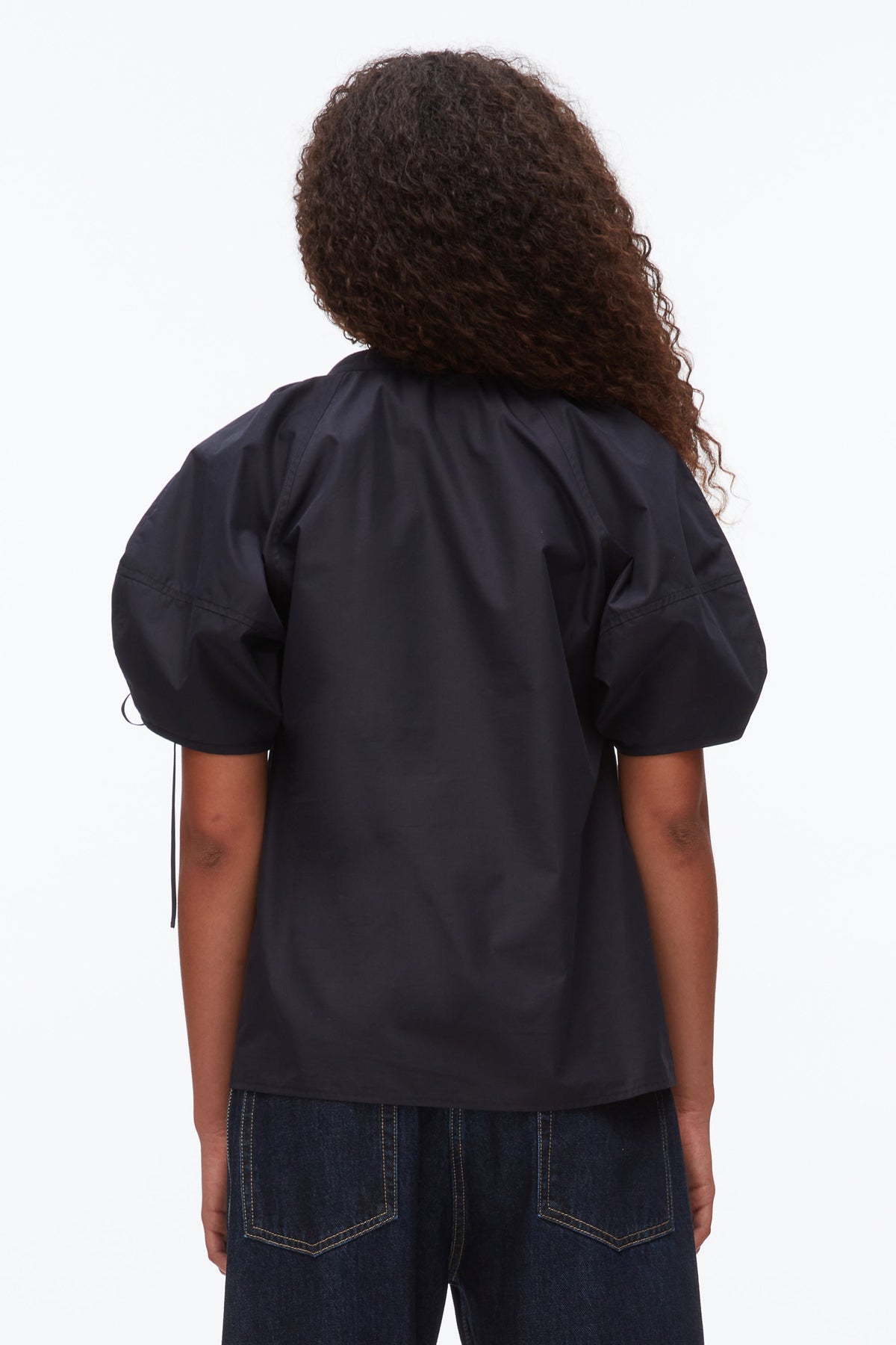 Ruched Sleeve V-Neck Top Midnight