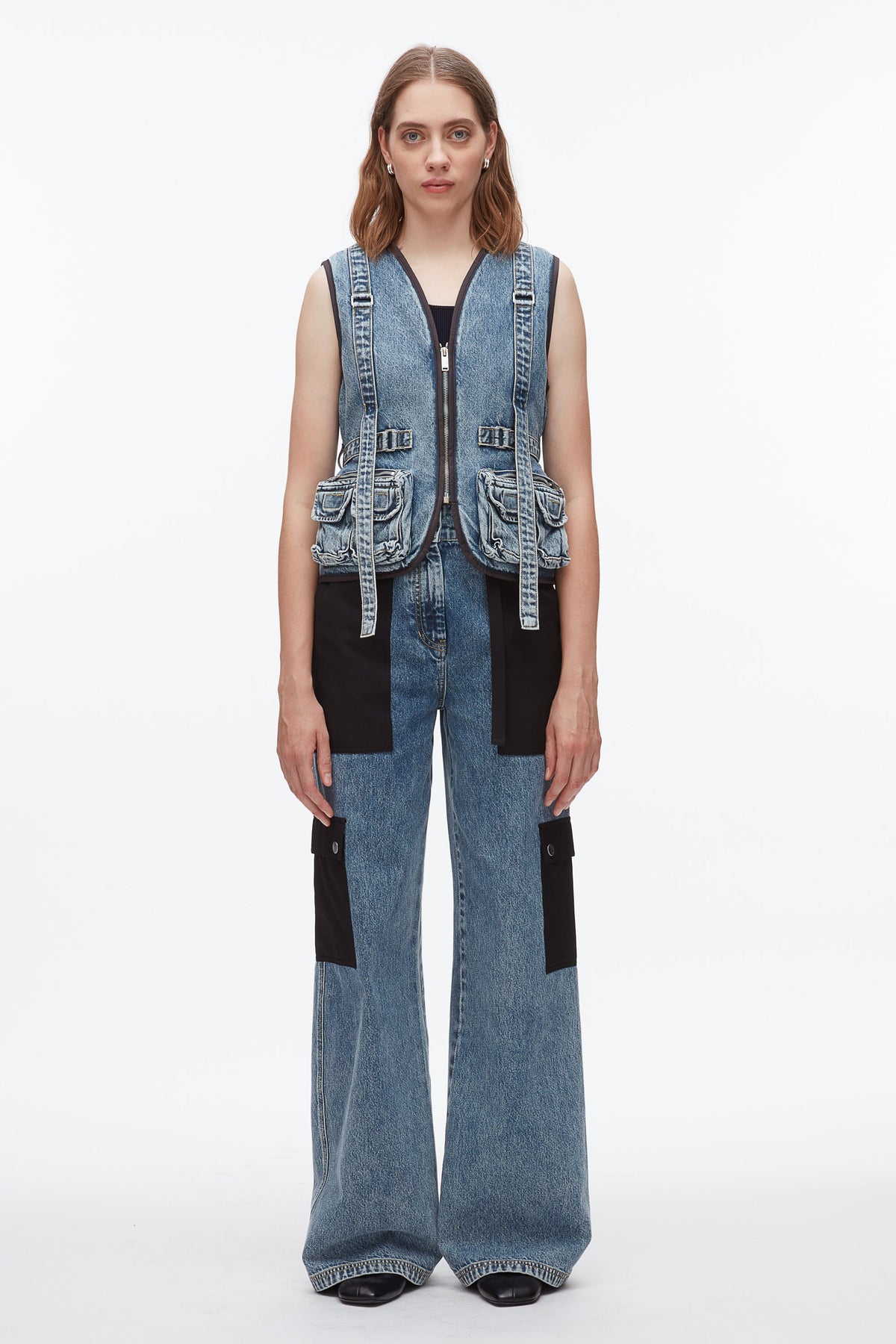 Denim Field Vest Washed Medium Blue
