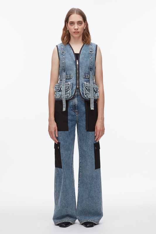 Denim Field Vest Washed Medium Blue