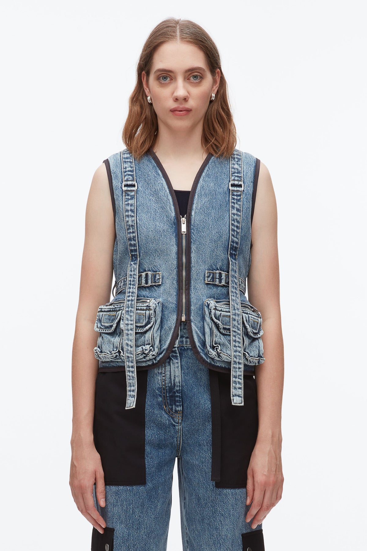 Denim Field Vest Washed Medium Blue
