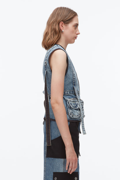 Denim Field Vest Washed Medium Blue