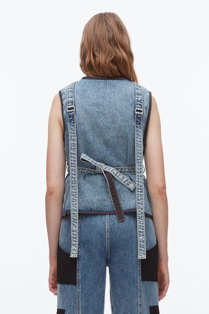 Denim Field Vest Washed Medium Blue
