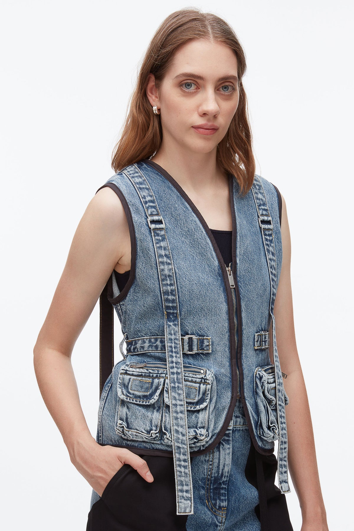 Denim Field Vest Washed Medium Blue
