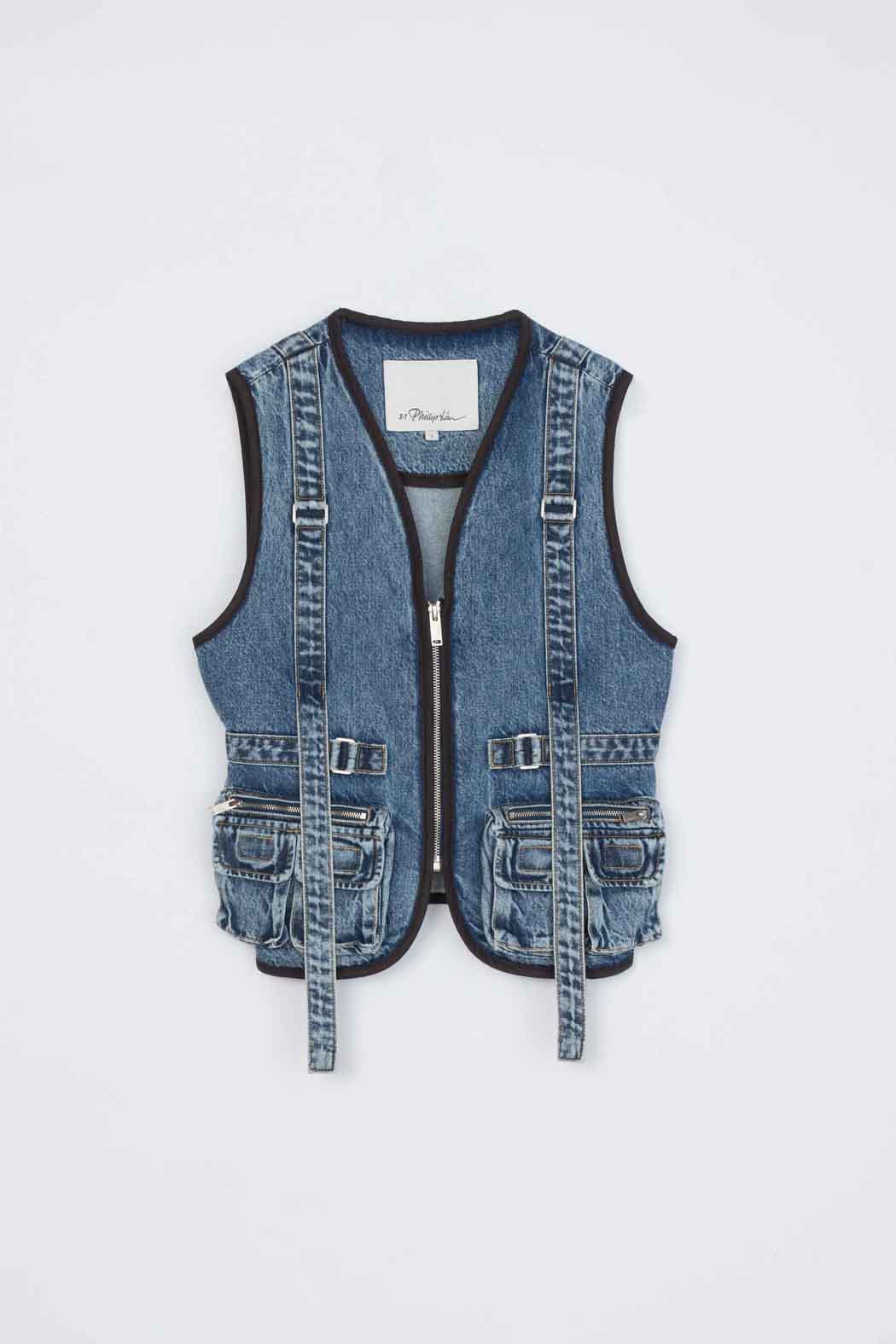 Denim Field Vest Washed Medium Blue