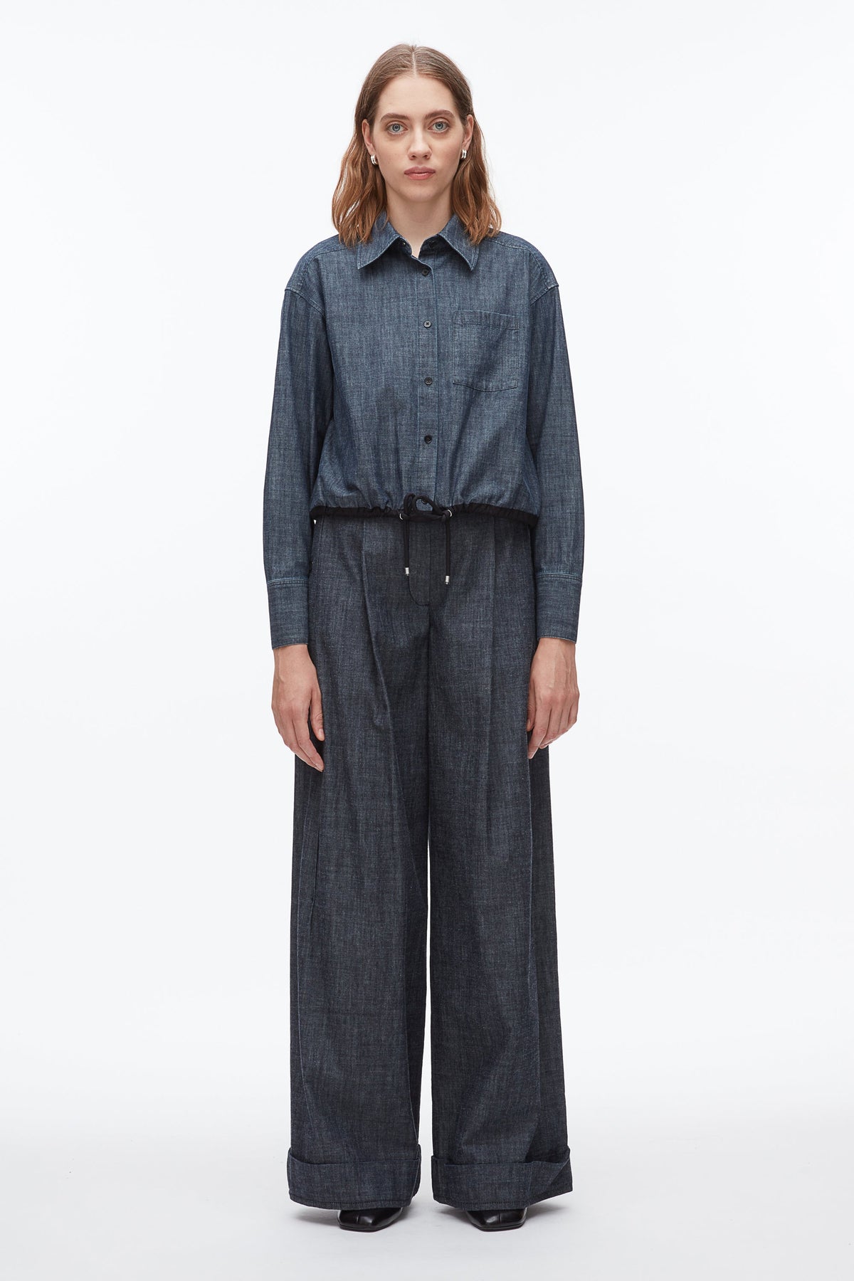 Cropped Chambray Shirt Washed Indigo