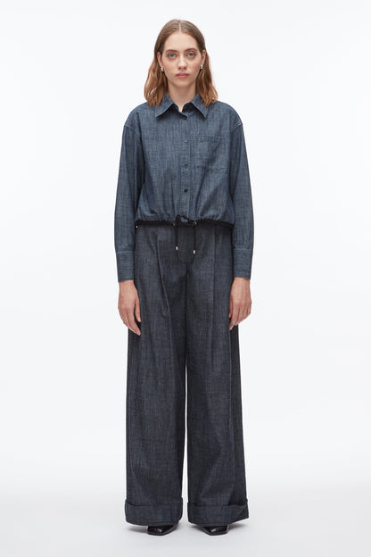 Cropped Chambray Shirt Washed Indigo