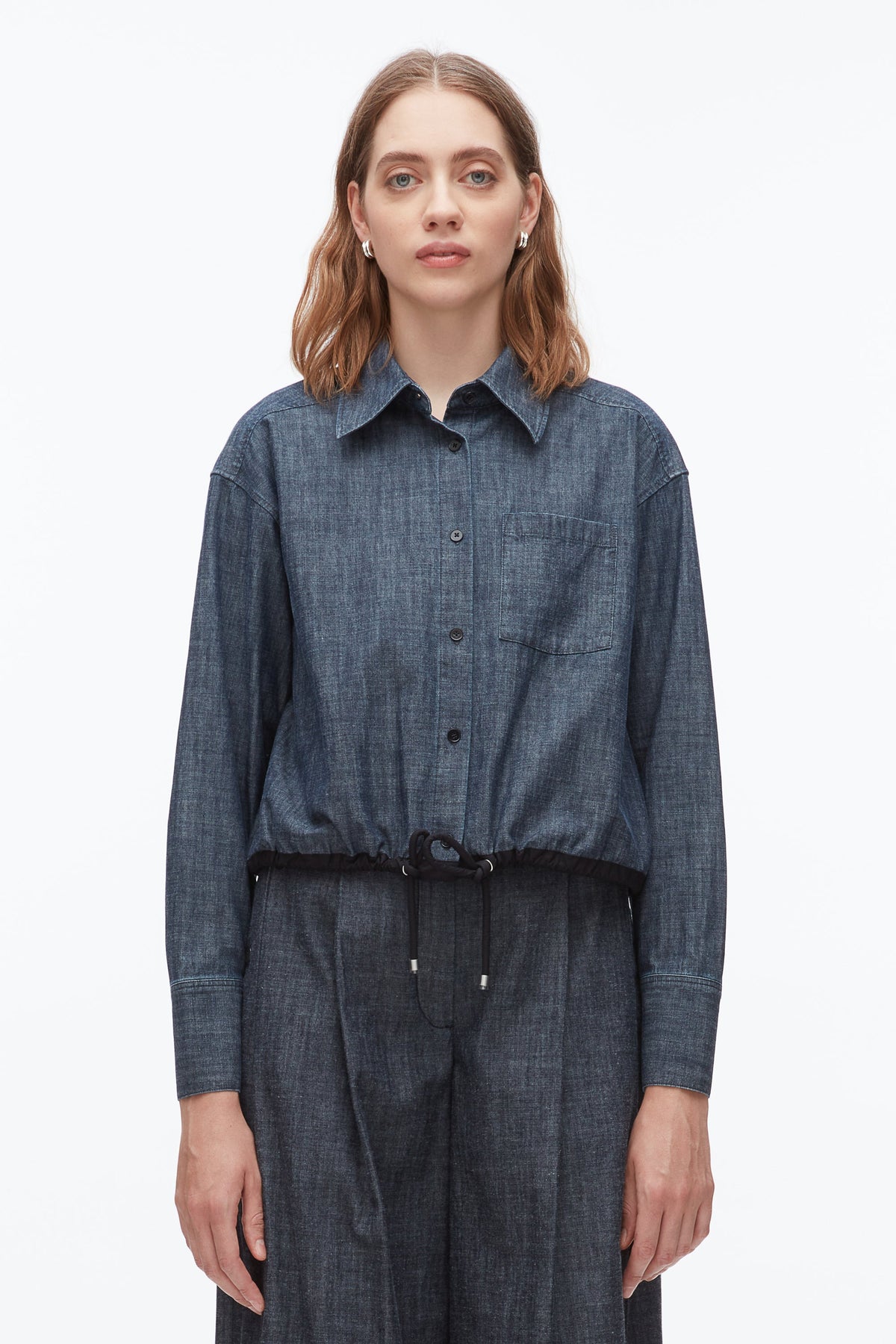 Cropped Chambray Shirt Washed Indigo